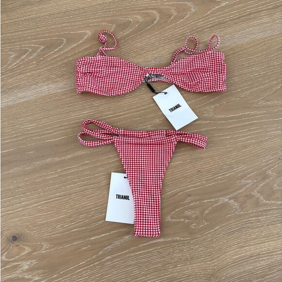 triangl swimwear Other - Triangl Gingham Bikini Loti Pron Size S Red White